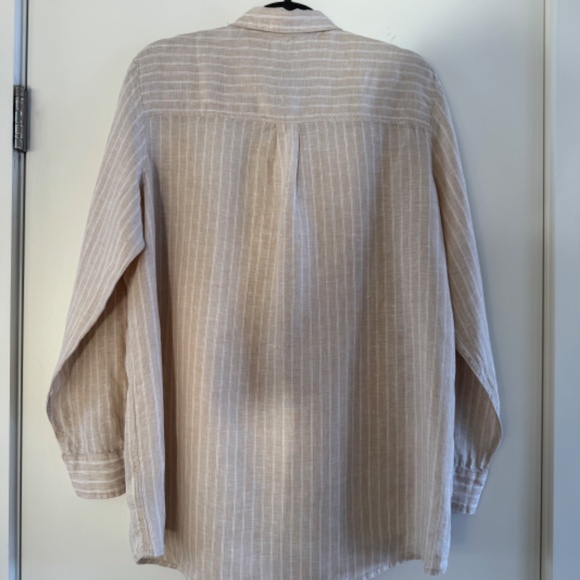 GAP - 100% Linen - Boyfriend Shirt - Neutral Stripe - M - Picture 3 of 5